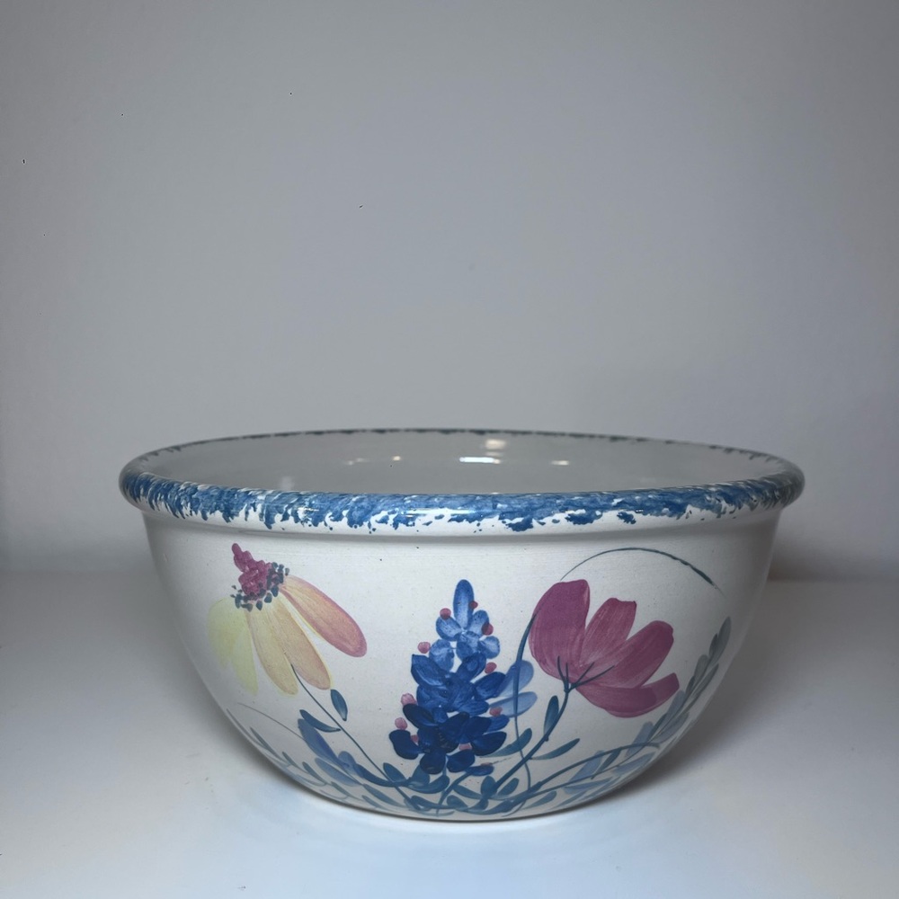 Vintage Hand Turned and Hand Painted Floral Ceramic Bowl Martínez Pottery